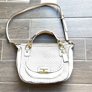Coach Vintage Plaid Beige Leather Shoulders/Crossbody/Satchels Bag